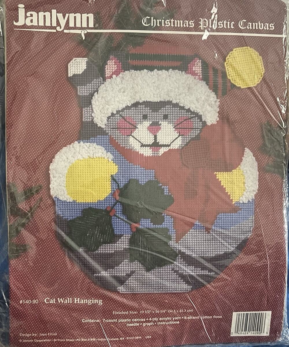 JANLYNN Cat Lover WALL HANGING Kit Plastic Canvas Christmas 140-90 13” X 16”